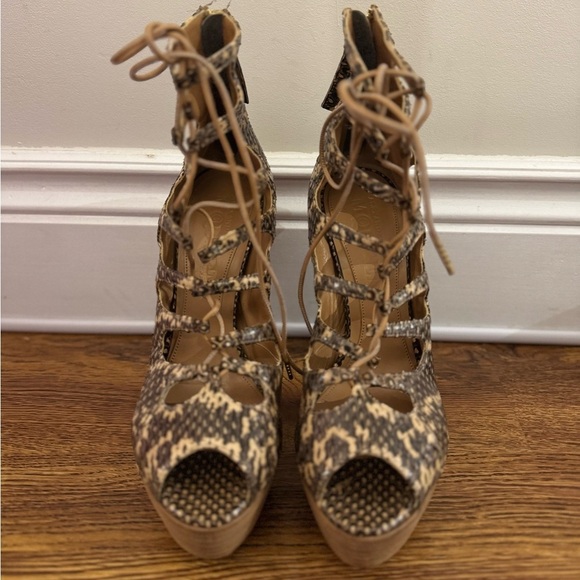 ALEXANDER MCQUEEN leather optic snake Napa London sand Russet stiletto (EU 37) - Picture 4 of 7